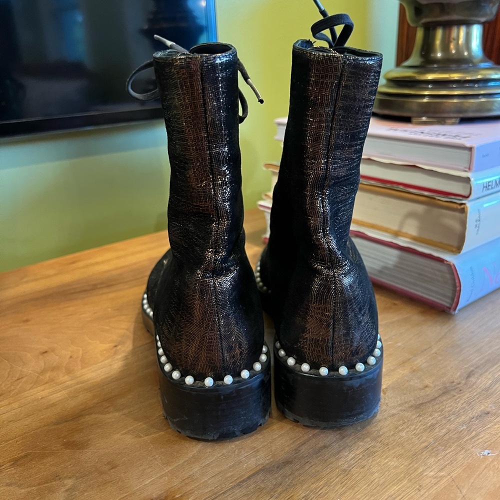 Stuart Weitzman Allie Lace-Up Boots 7.5 / 38 - Picture 7 of 12